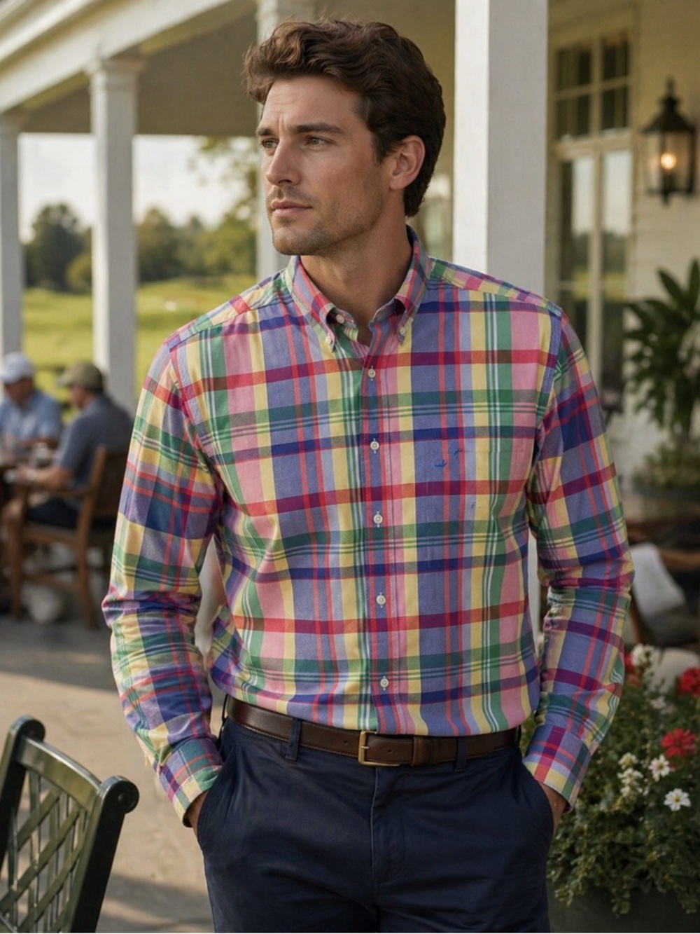 Vintage 90s Nautica Madras Plaid Long Sleeve Button Up Mens Shirt XL Multicolor
